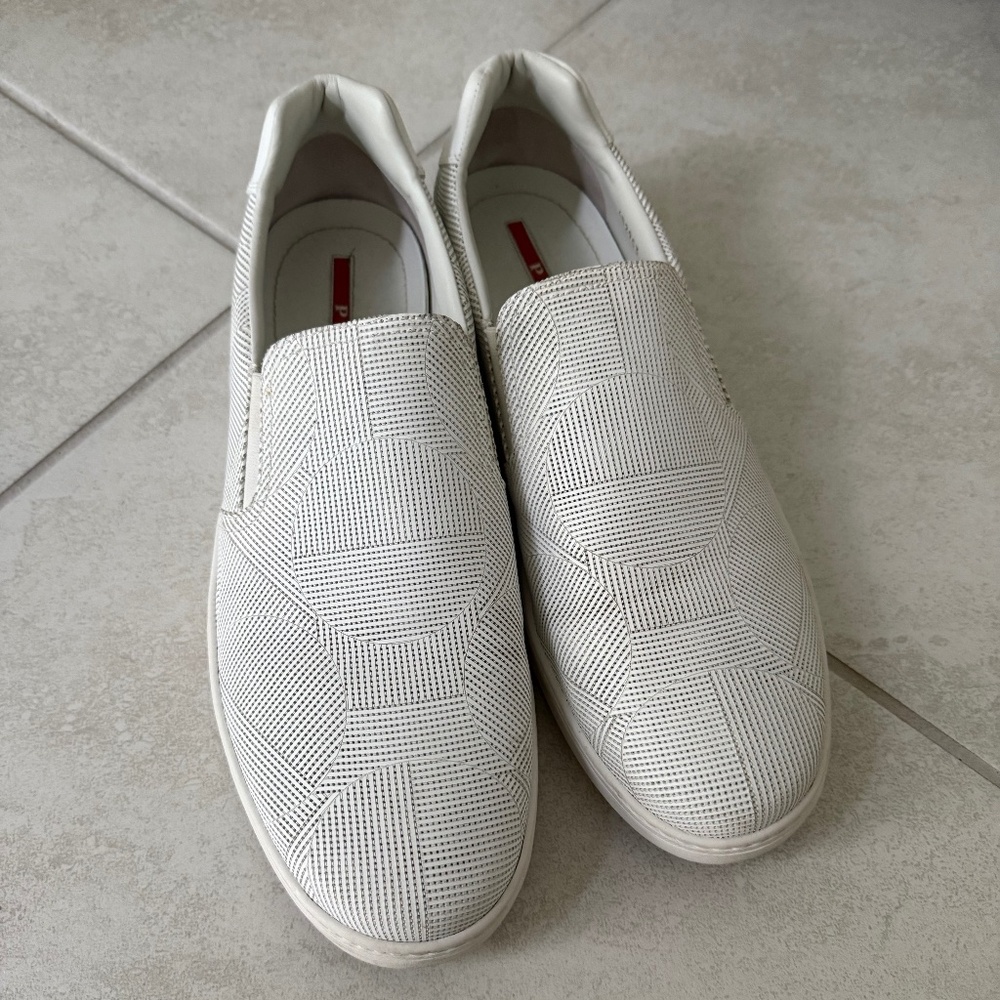 Prada White Leather Sneakers Men’s Size 10 1/2